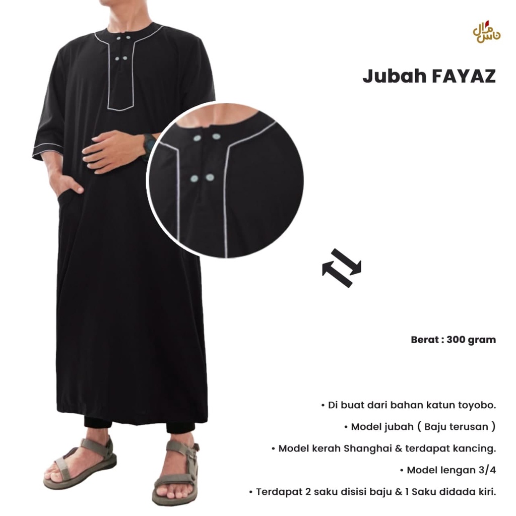 Baju Jubah Gamis Pria Saudi Model Fayyaz Qomishu Original Gratis Peci