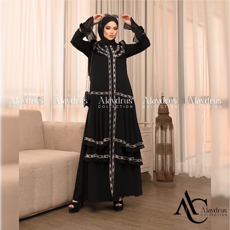 Abaya Turkey Gamis Hitam Arab Saudi Bahan Jetblack Kombinasi Renda Abaya Turkey Umroh Dubai 892