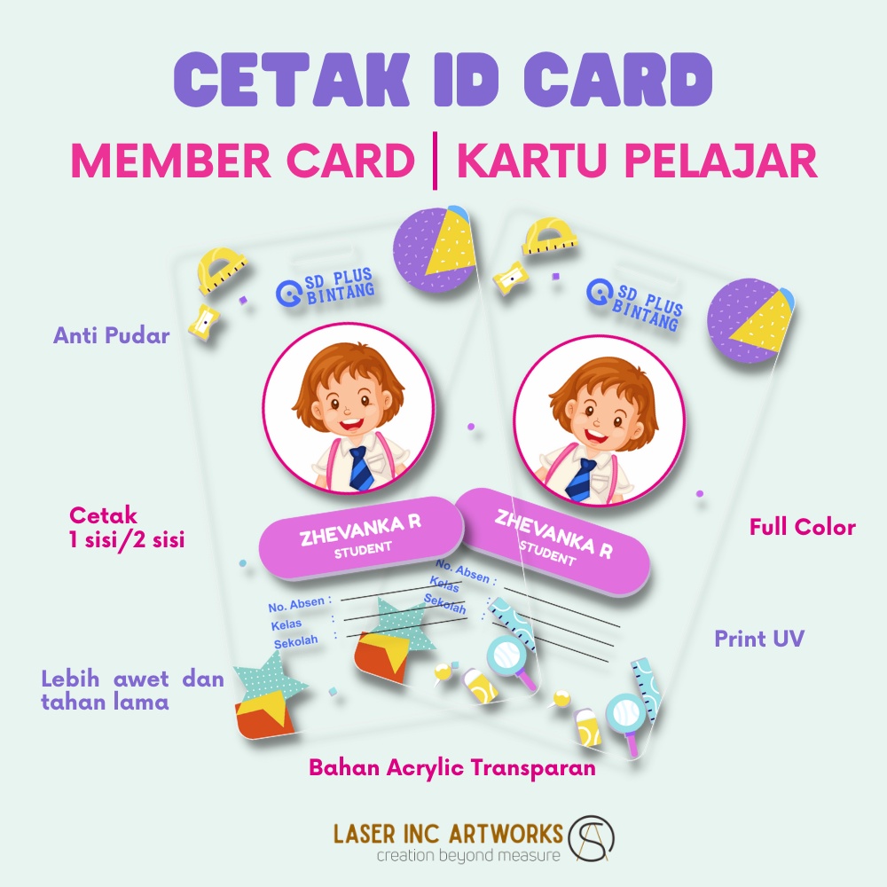 

CUSTOM Cetak KARTU / ID Card Transparan Akrilik Cetak Idcard Murah