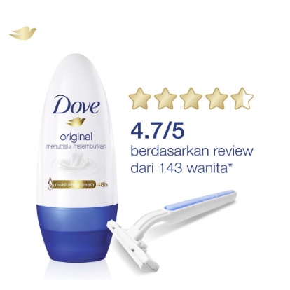 (SATUAN) DOVE DEODORANT WANITA /DOVE ROLL ON NOURISH AND SMOOTH 40ML /DOVE DEODORANT ROLL ON WANITA