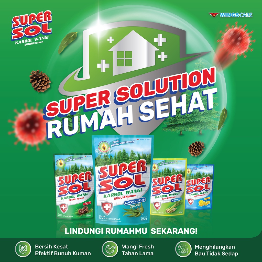 Supersol Pembersih Lantai Karbol Cemara Pine Botol 850 ml