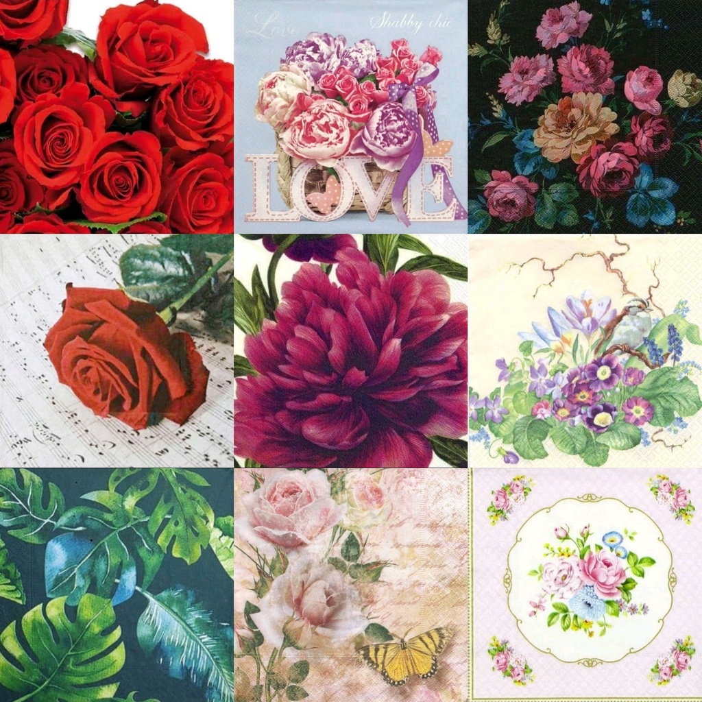 TISU NAPKIN DECOUPAGE EROPAH – Flower Motif AI