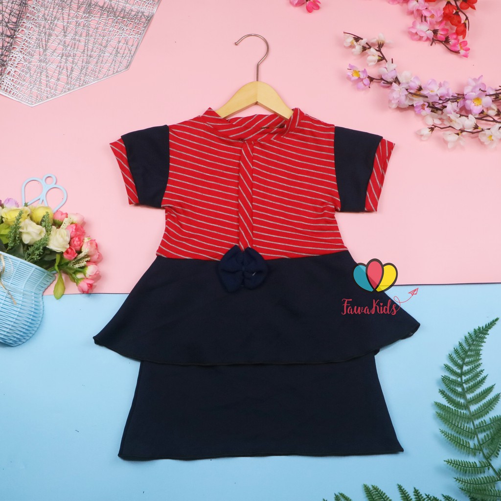 Dress Viona Lengan 3-4 Tahun / Dres Anak Perempuan Motif Lengan Pendek Baju Fashion Kids Pesta Adem