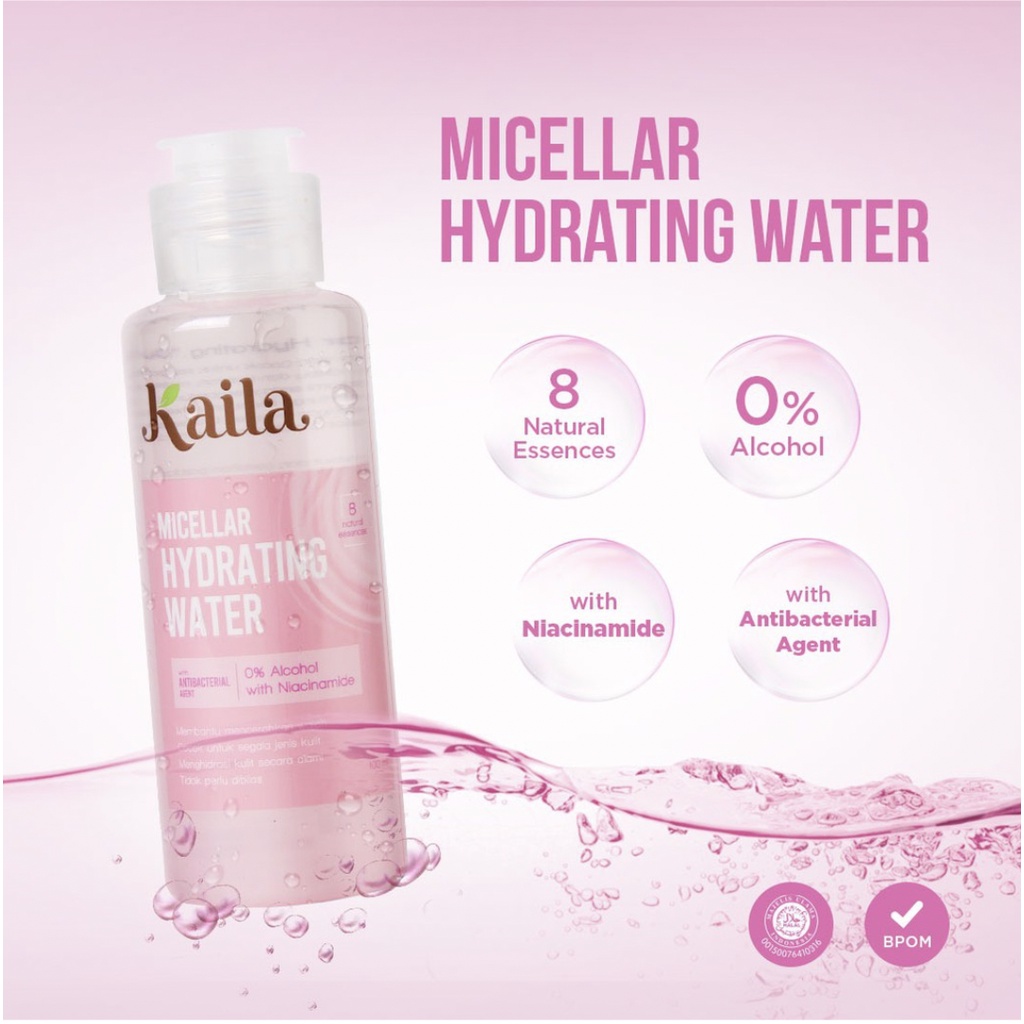 KAILA Micellar Hydrating Water | Infused Micellar Water | Makeup Remover with Niacinamide - 100mL