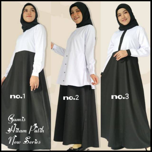 Gamis Kerja Dinas Hitam Putih Pegawai Pns Pdh Asn Sidang by Riyani