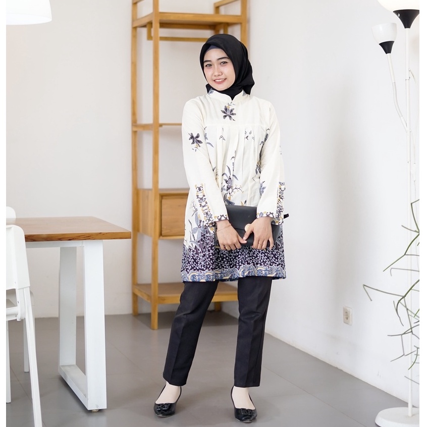 Baju Batik Wanita Modern Atasan Blouse Batik Kerja Kantor Wanita Motif Akar