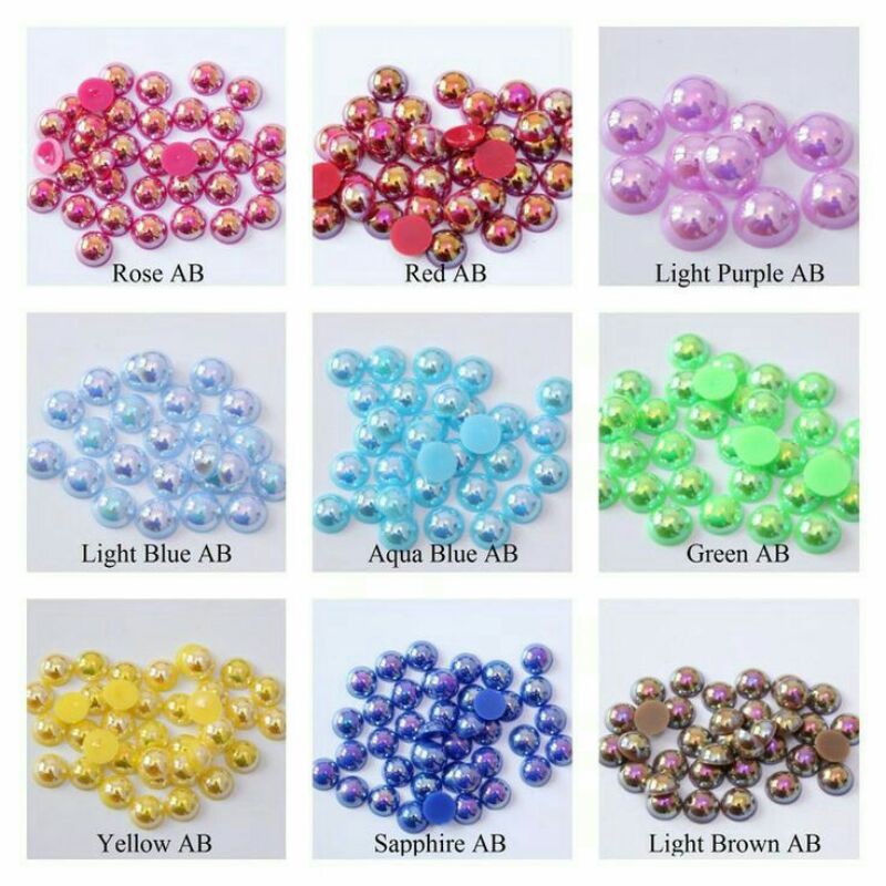 100 pcs Mutiara belah | Half pearl | Mutbel  8mm Tanpa lubang