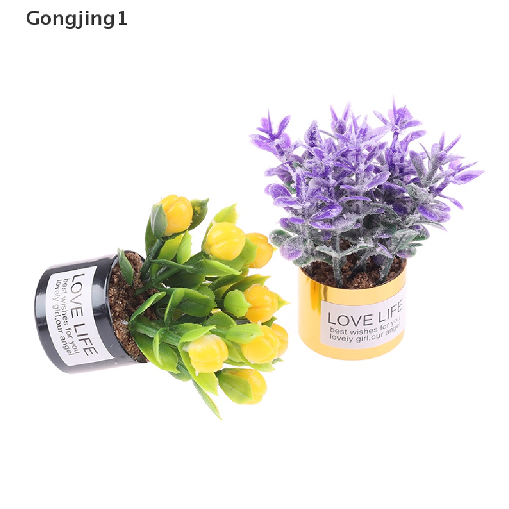 Gongjing1 1Pc Pot Tanaman Lavender Mini Skala 1: 12 Untuk Dekorasi Rumah Boneka