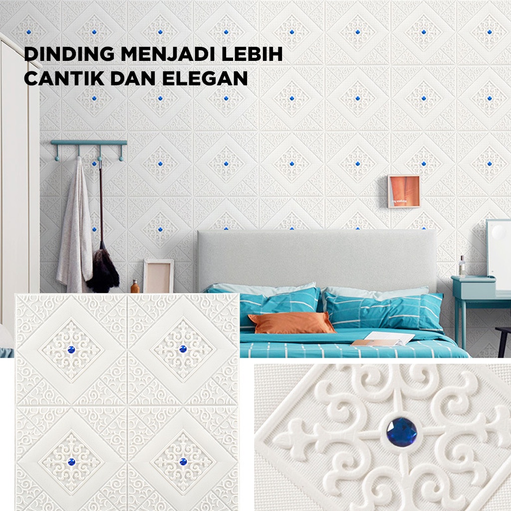 Wallpaper 3D FOAM / Walpaper Dinding 3D Motif Foam Batik More High Quality / Wallfoam Sticker Tembok / Stiker permata