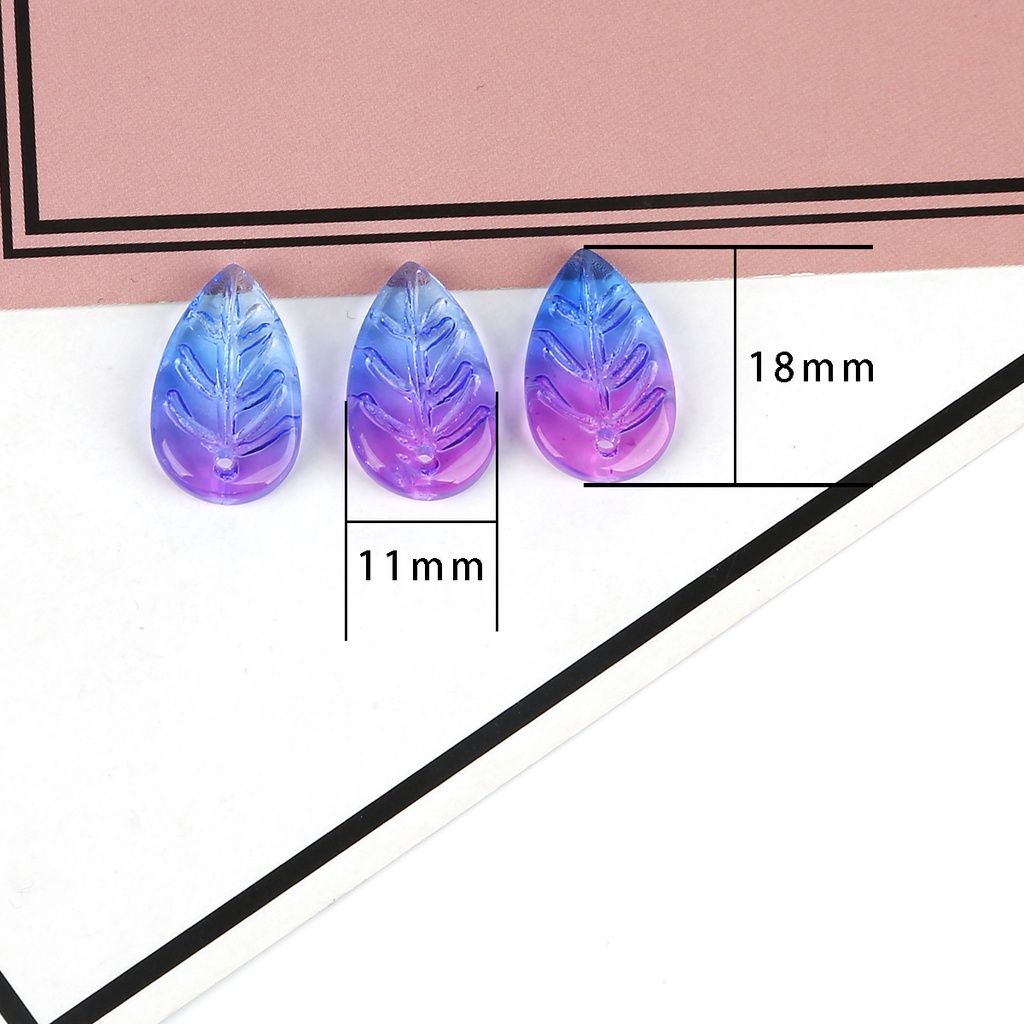 18*11 Handmade Glass Leaf Beads Hole 1.5mm 5 pcs/Lot Leave Glass Beads for Pendant Dangles Earrings Untuk Aksesoris Pembuatan Perhiasan Liontin DIY