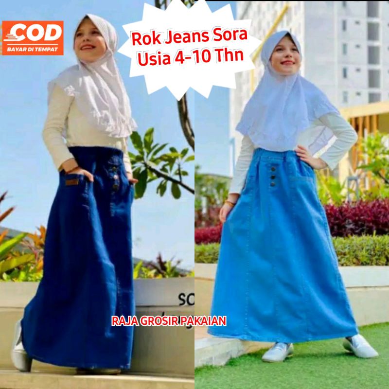 Rok Jeans Sora Premium Anak Usia 4-10 Tahun