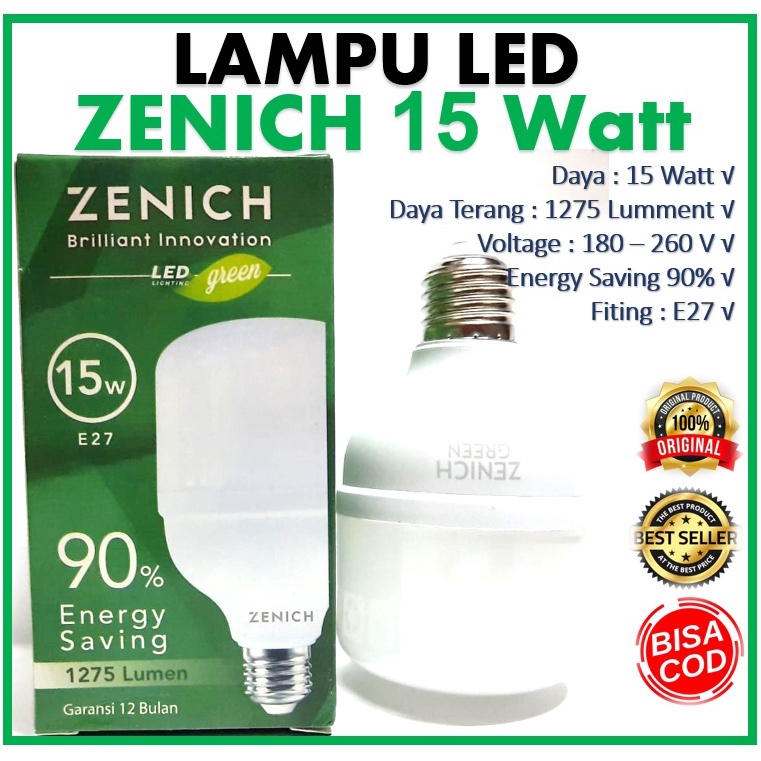 Lampu Led Tabung Zenich 15 watt Lampu Led 15w