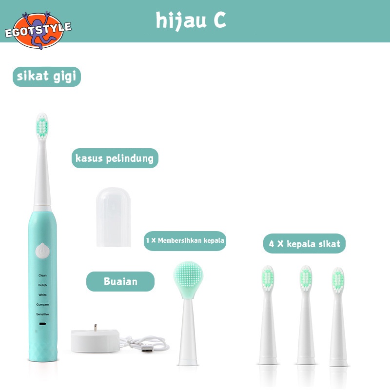 NEW Sonic Sikat Gigi Elektrik Electric Toothbrush Dental Scaling Pembersih Karang Gigi Sonic Electric Toothbrush Sikat Gigi Elektrik SET Waterproof IPX7