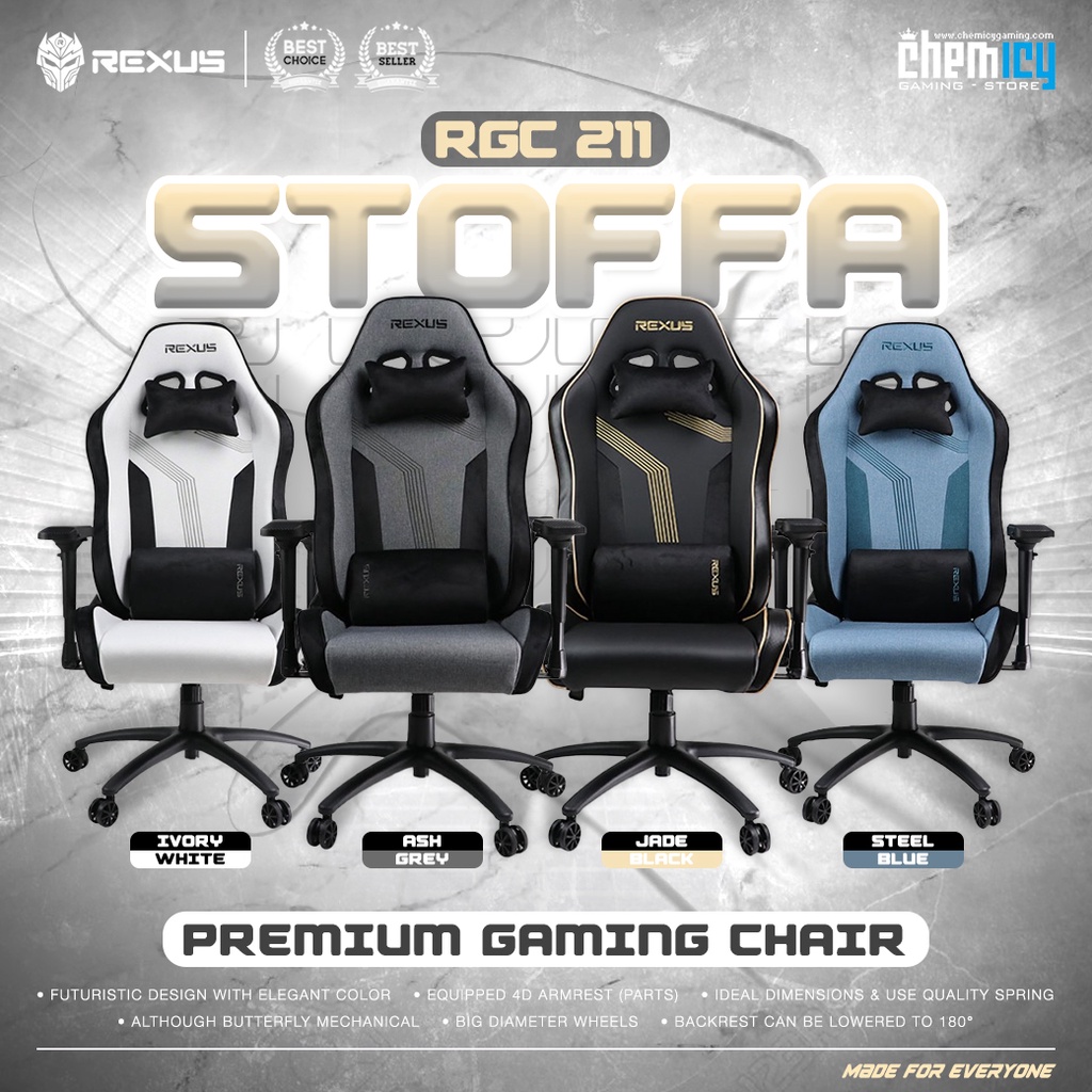 Rexus RGC-211 / RGC 211 Stoffa Premium Gaming Chair / Kursi Gaming