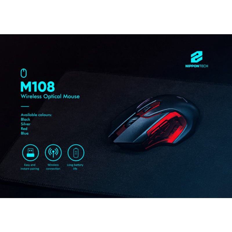 Mouse Wireless Nippontech M108 / Mouse Gaming Wireless Nippontech M108 Tombol ON OFF