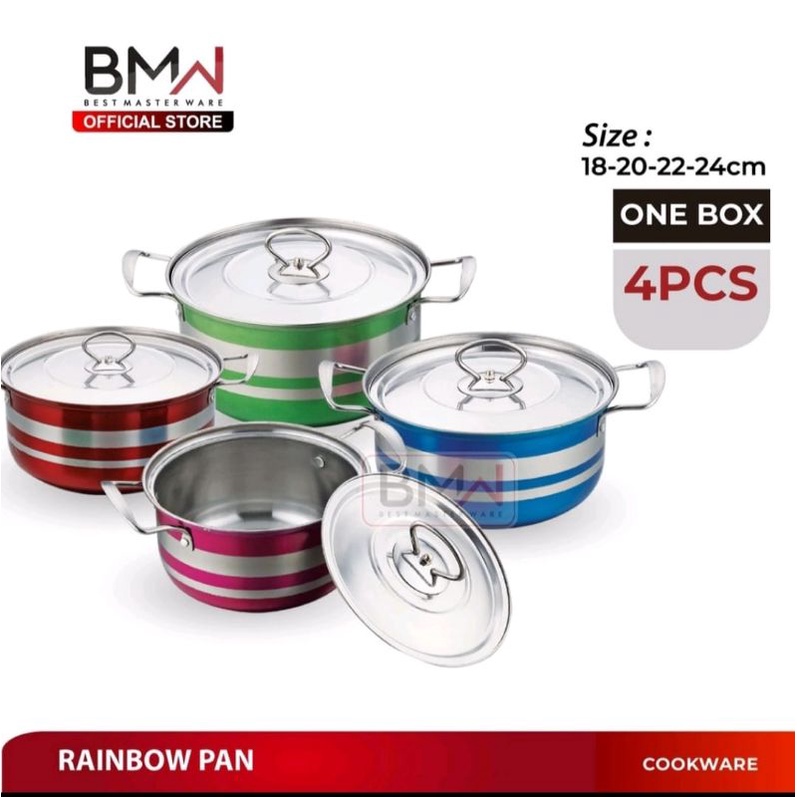 Panci Rainbow Set 4 Stainless Steel BMW Pelangi