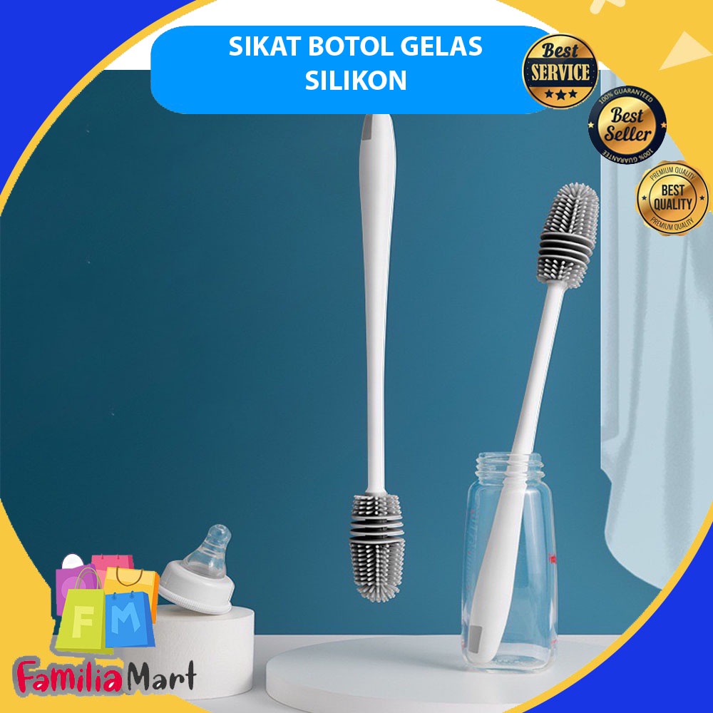 SIKAT BOTOL GELAS SILIKON | BOTTLE SILICONE BRUSH GAGANG PANJANG | SIKAT PEMBERSIH BOTOL