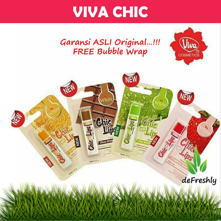 VIVA Lip Balm Chic on Lips - Pelembab Bibir Moisture Jojoba Oil, Aloe UV Filter Vit E 4.2g