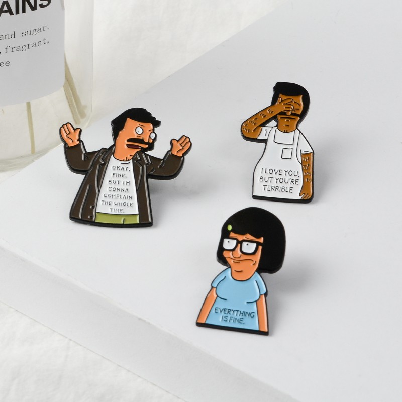 Bros Pin Enamel Desain Karakter Kartun Bob 's Burgers Untuk Anak