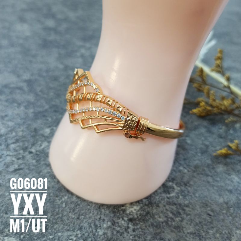 Gelang Yaxiya Bangle Mewah Zircon Gold G06081