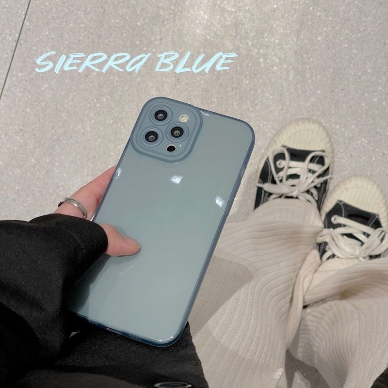 Soft Case Bahan Silikon Warna Biru Untuk Iphone 11 12 13 Pro MAX X XR XS MAX 7 8 Plus