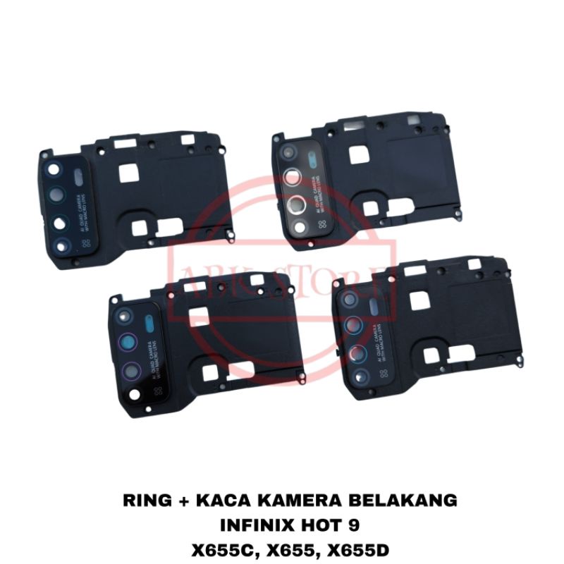 RING + LENSA CAMERA / KACA KAMERA BELAKANG INFINIX HOT 9 X655 - X655C ORIGINAL