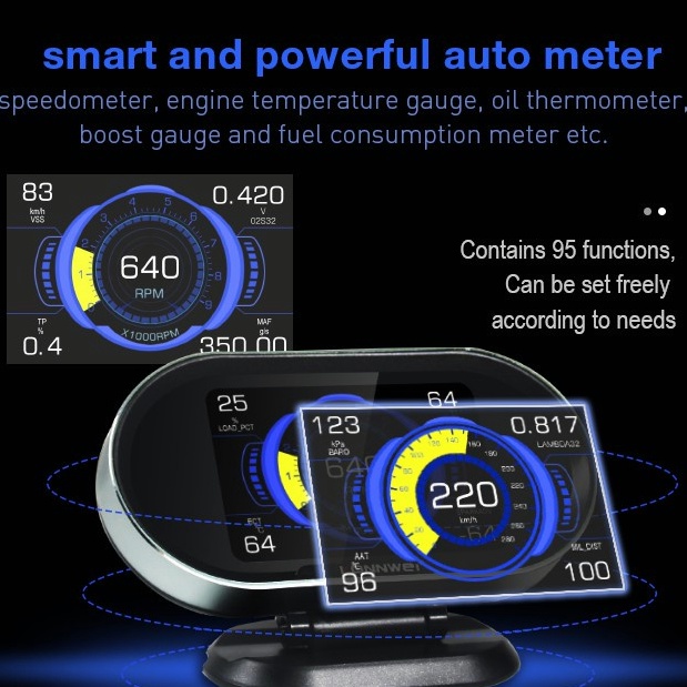 KONNWEI KW206 OBD2 Diagnostic Scanner HUD Gauge On Board Computer Digital Car Computer OBDII Scanner Code Reader Auto Meter Car Head Up Display