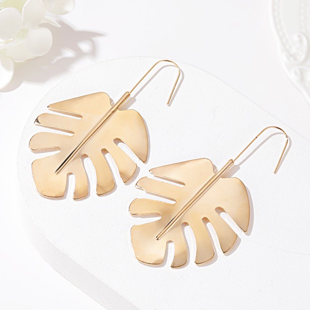 Hu Hu Hu Hu Hu Alat Bantu Pasang Kacamata♡ Anting Kait Gantung Wanita Bahan Alloy Desain Daun Hollow Untuk Hadiah