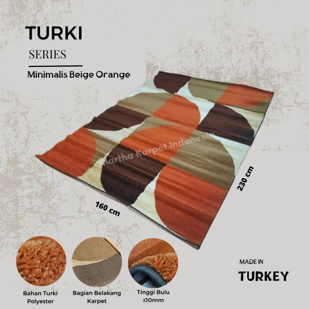 Karpet Turki Import Permadani 160x230 Minimalis Beige Orange Karpet Import Turki