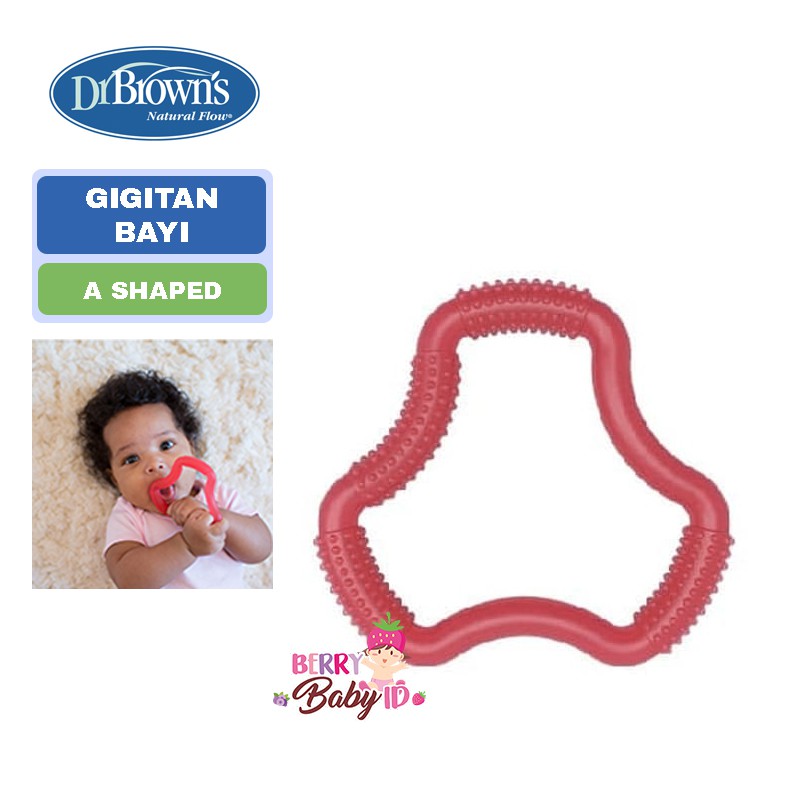 Dr Brown's Gigitan Bayi Flexees A Shaped Teether Blue Pink Berry Mart