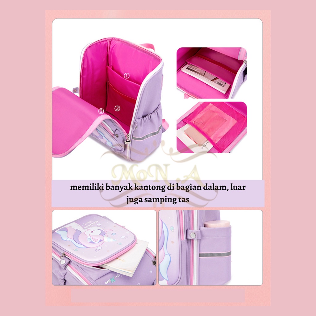 [MONA] TAS SEKOLAH RANSEL ANAK CEWEK MOTIF KARTUN TIMBUL LUCU UNIK CUTE 3 DIMENSI IMPORT PREMIUM BEAR UNGU -M0176