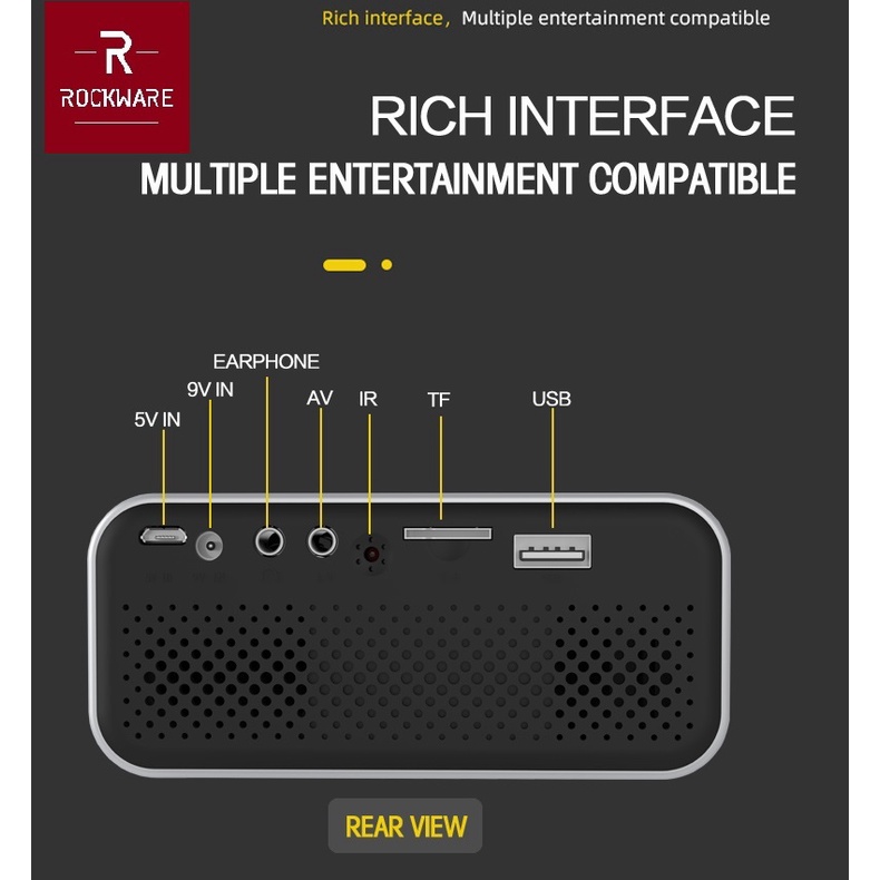 ROCKWARE RW-YT500 - Mini Portable LED Projector 24 ANSI Lumens