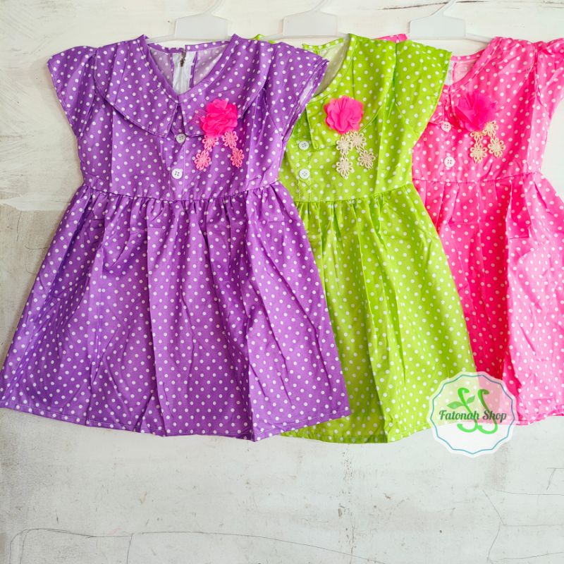 Dress anak 1 2 tahun baju anak cewek perempuan motif polka ( dress aprilia polka )