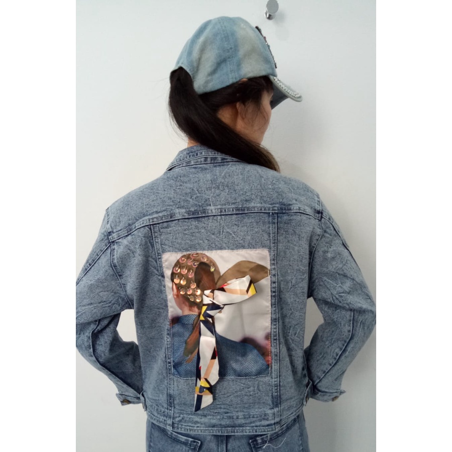 MC girl - Jaket Jeans Snow Blue Gambar Wanita / Jacket Denim Snowblue Gambar Pita 3D Cewek