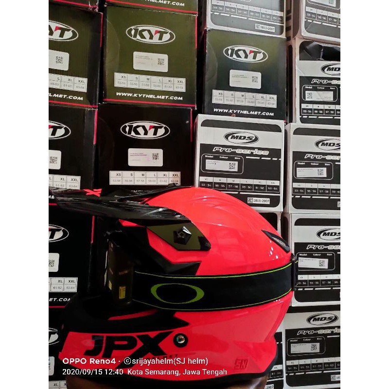 HELM JPX CROSS ANAK JUNIOR RED FLUO