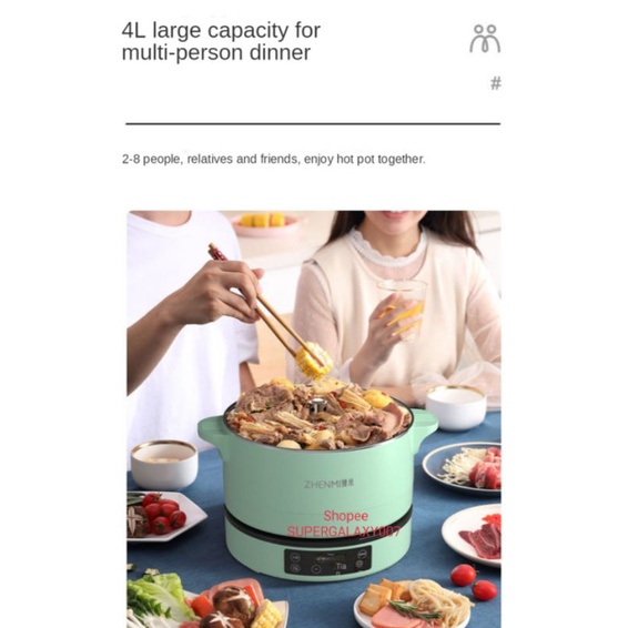 Panci Listrik Zhenmi Panci Hot Pot Zhenmi H3 Steamboat Shabu Shabu Steamer Steamboat Acara Pesta Hot