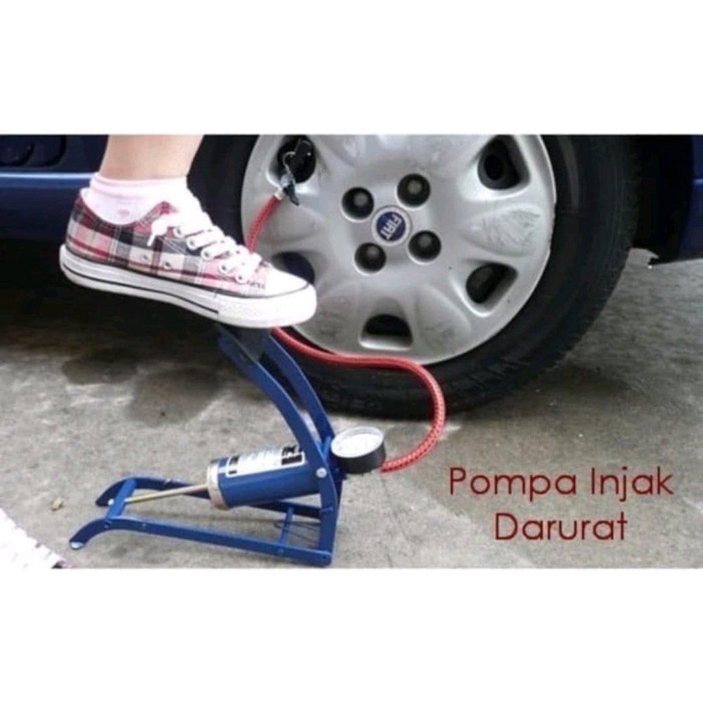 POMPA INJAK DARURAT FOOT PUMP SEMUA JENIS BAN / POMPA SEPEDA MULTIFUNGSI FREE PACKING BUBBLE