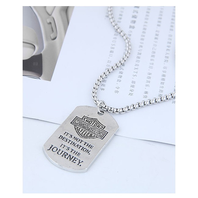 LRC Kalung Fashion Silver Metal Shield Long Necklace A57457