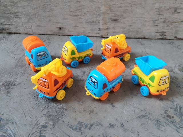 Mainan Set Cartoon Truck Team - Paket Mobil Anak Edukatif - Edukasi