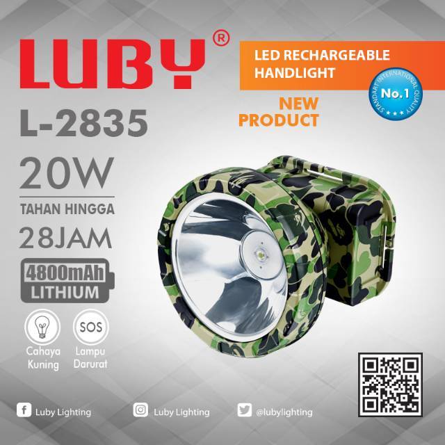 Senter kepala Luby L-2835 senter kepala 20 watt luby