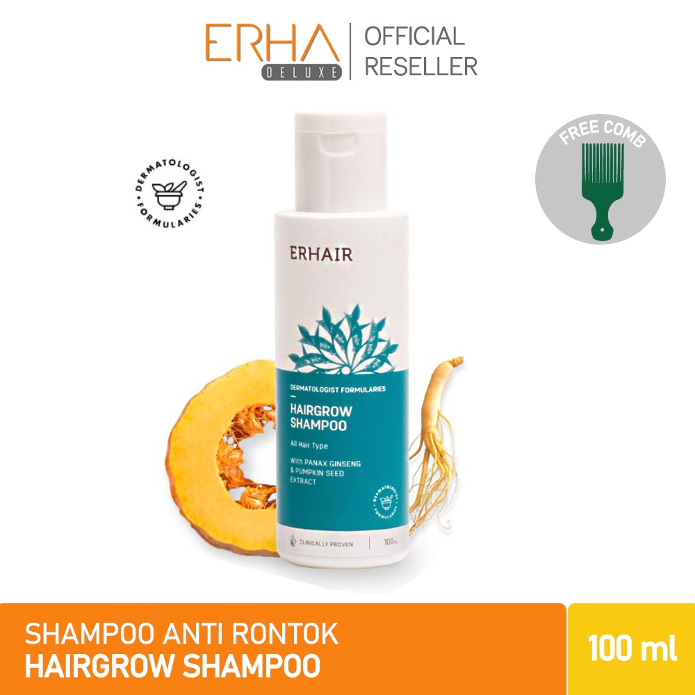 ERHAIR Shampoo Penumbuh Rambut Rontok ERHA Hairgrow 100 ml - Ekstrak Ginseng / Teruji Klinis BPOM