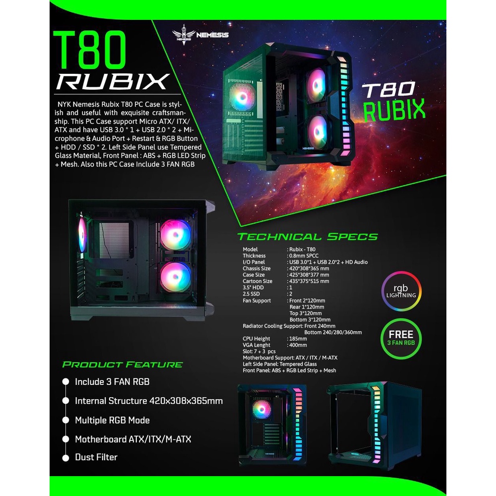 PC Case NYK Nemesis RUBIX T80