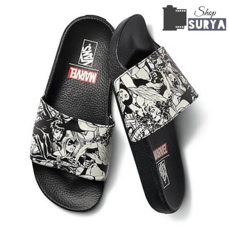 [BISA COD]Sandal Slop Fens Marvel Premium | Sandal Slide Premium (Plus PAPERBAG)