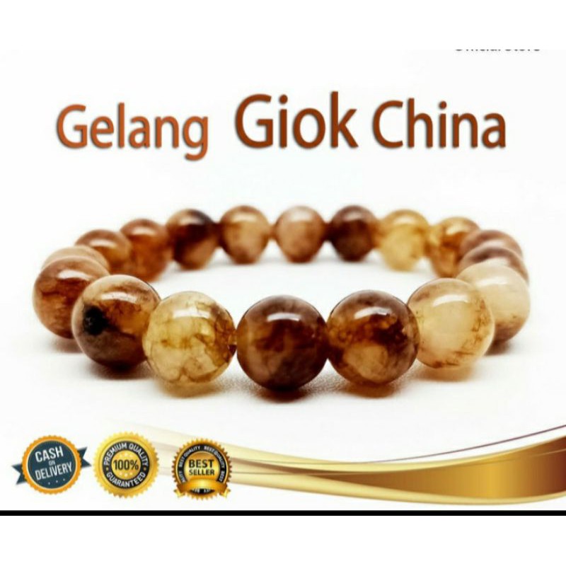 gelang giok china warna cokelat