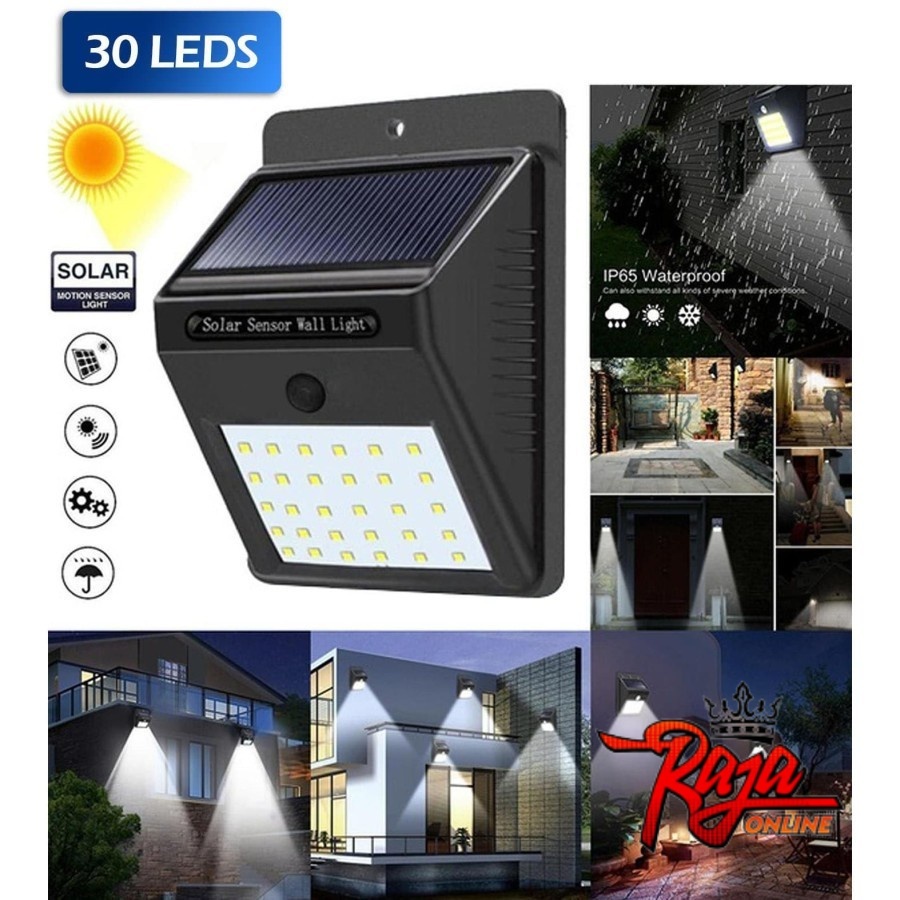 Lampu Taman Solar Cell Sensor Wall Light Lampu DindingTenaga Surya 30 LED