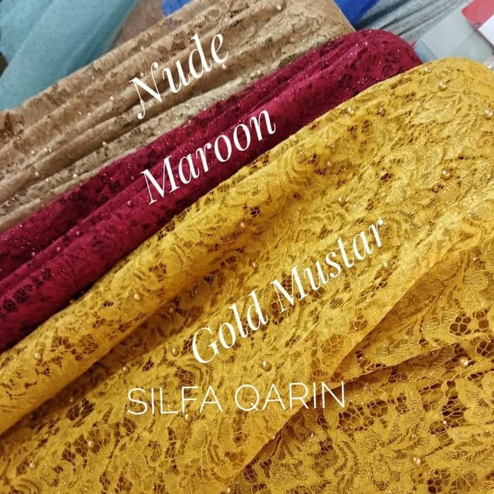 Unik BROKAT LACE MUTIARA GLITER / KAIN KEBAYA / DRESS / GAMIS Limited