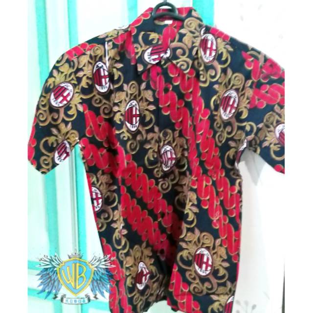 Kemeja Batik Bola Anak AC Milan