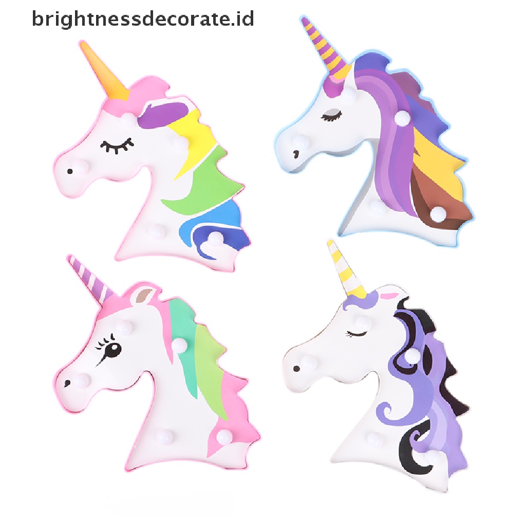 Lampu Malam LED Bentuk Unicorn 3D Untuk Dekorasi Kamar Tidur Anak