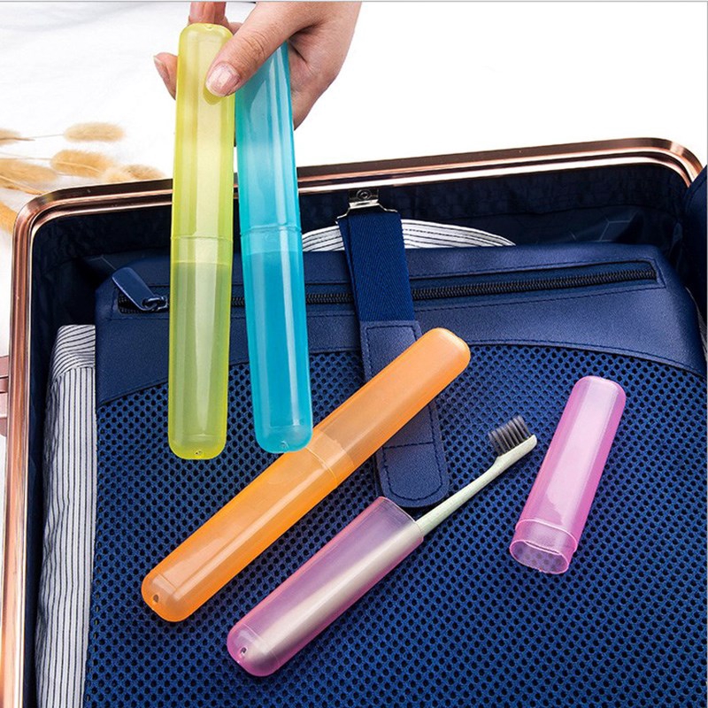 Kotak Holder Pelindung Sikat Gigi Portable Bahan Plastik Untuk Camping / Travel / Hiking