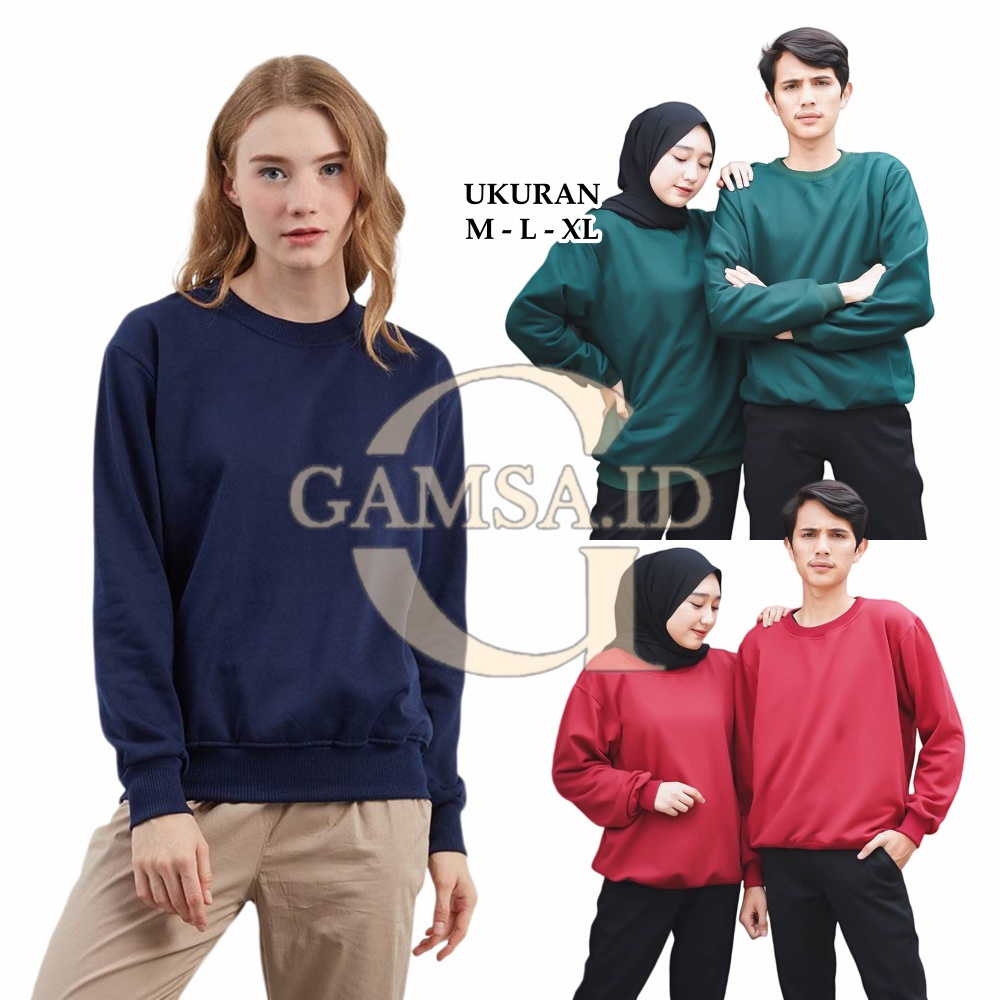 CREWNECK SWEATER BASIC PRIA WANITA - JAKET JACKET POLOS SEKOLAH KULIAH KASUAL MURAH